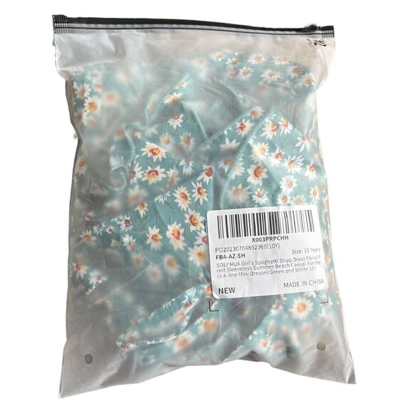 Soly Hux Girls‎ Size 10Y Spaghetti Strap Tie Waist Sundress Teal Daisy Print New - Picture 7 of 7